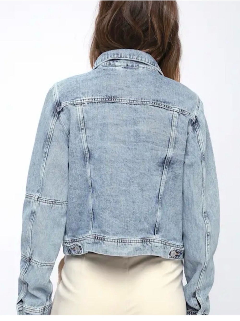 Free People Light Wash Cropped Denim Jacket - Picture 3 of 14